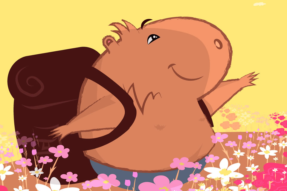 desenho de capivara fofo